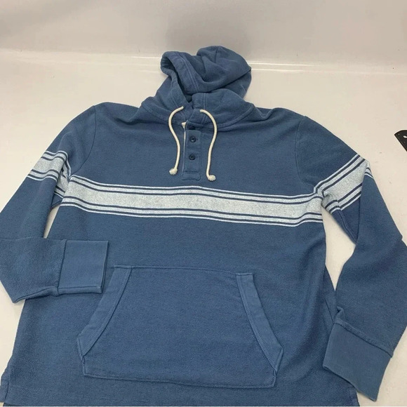 American Eagle Sweater Hood Men  Medium Blue Stripe 100% Cotton Casual Work - Picture 7 of 11